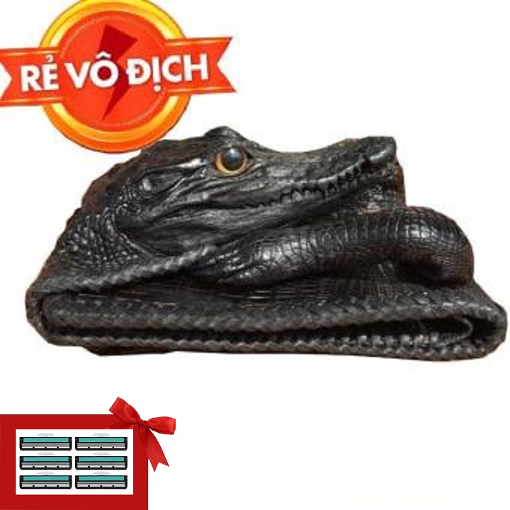 [HCM]Bóp ví cá sấu nguyên con có đầu đan viền Ruby Luxury RLS-VCD tặng kèm 6 lưỡi dao cạo râu kép trị giá 60.000 đ