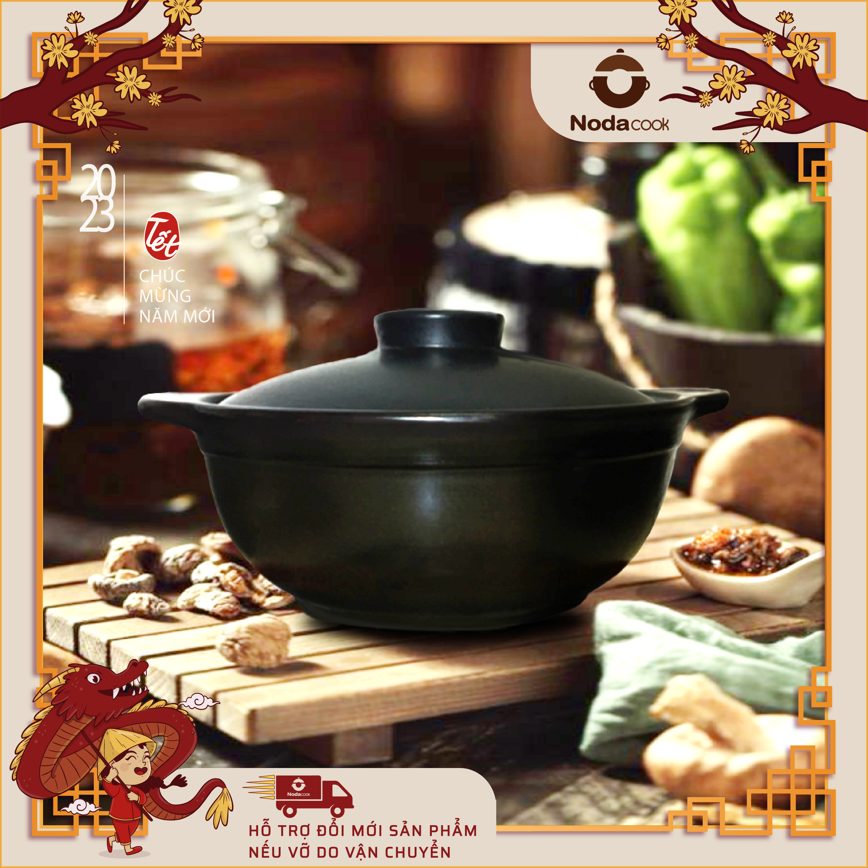 Nồi đất kho cá 1,2 lít NodaCook tính năng chịu nhiệt đa năng