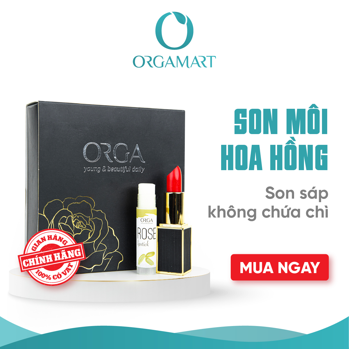 Son Môi Hoa Hồng Le'Orga - Rose Lipstick Không Chì Siêu Lì Không Trôi
