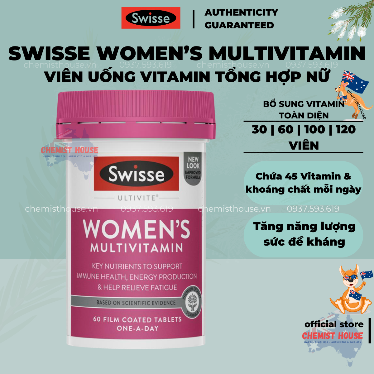 Swisse women's ultivite multivitamin - 45 vitamin trong 1 viên dành cho nữ