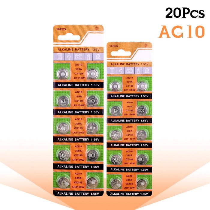 Combo 2 vĩ Pin nút AG10 (vĩ 10 viên)