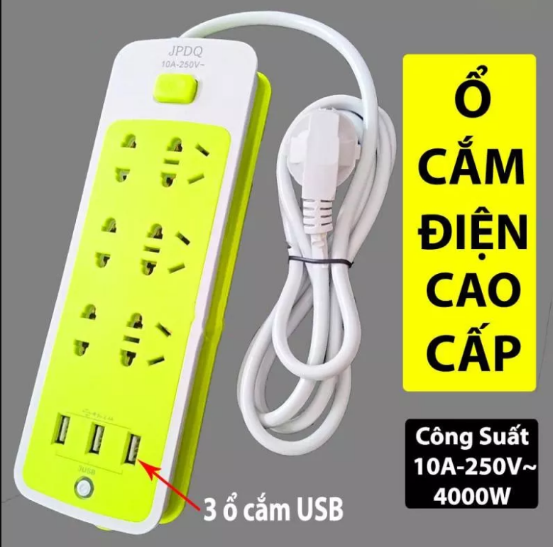 Ổ ĐIỆN ĐA NĂNG THÔNG MINH CÓ 6 LỖ 3 CỔNG USB SẠC NHANH AN TOÀN CHỐNG GIẬT SIÊU TIỆN LỢI