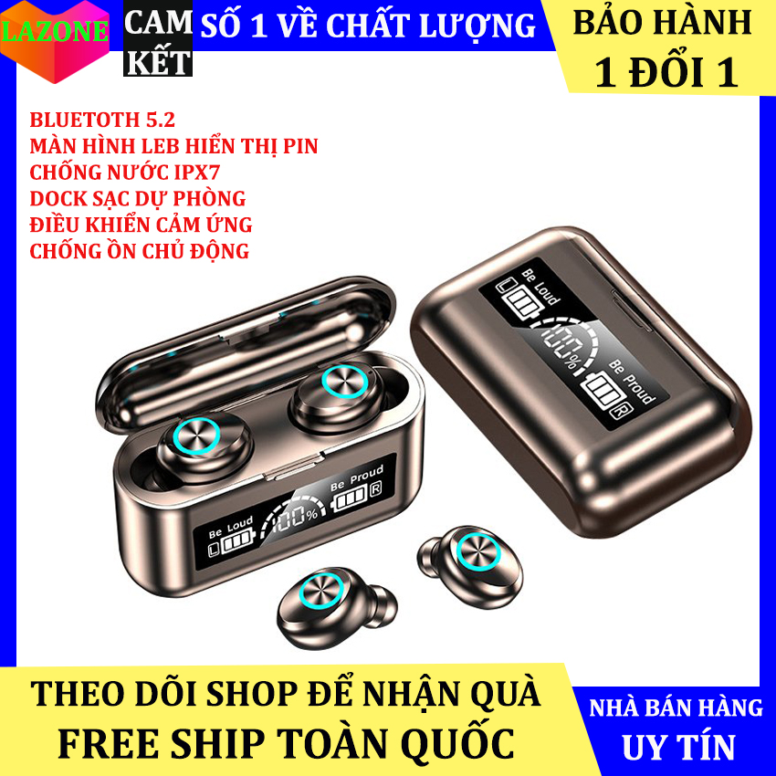 Tai Nghe Bluetooth Không Dây F9 5.2 Nhét Tai Pin TRÂU Micro HD nghe gọi 2 bên tai, Chống Nước - Chống ồn dùng cho mọi điện thoại