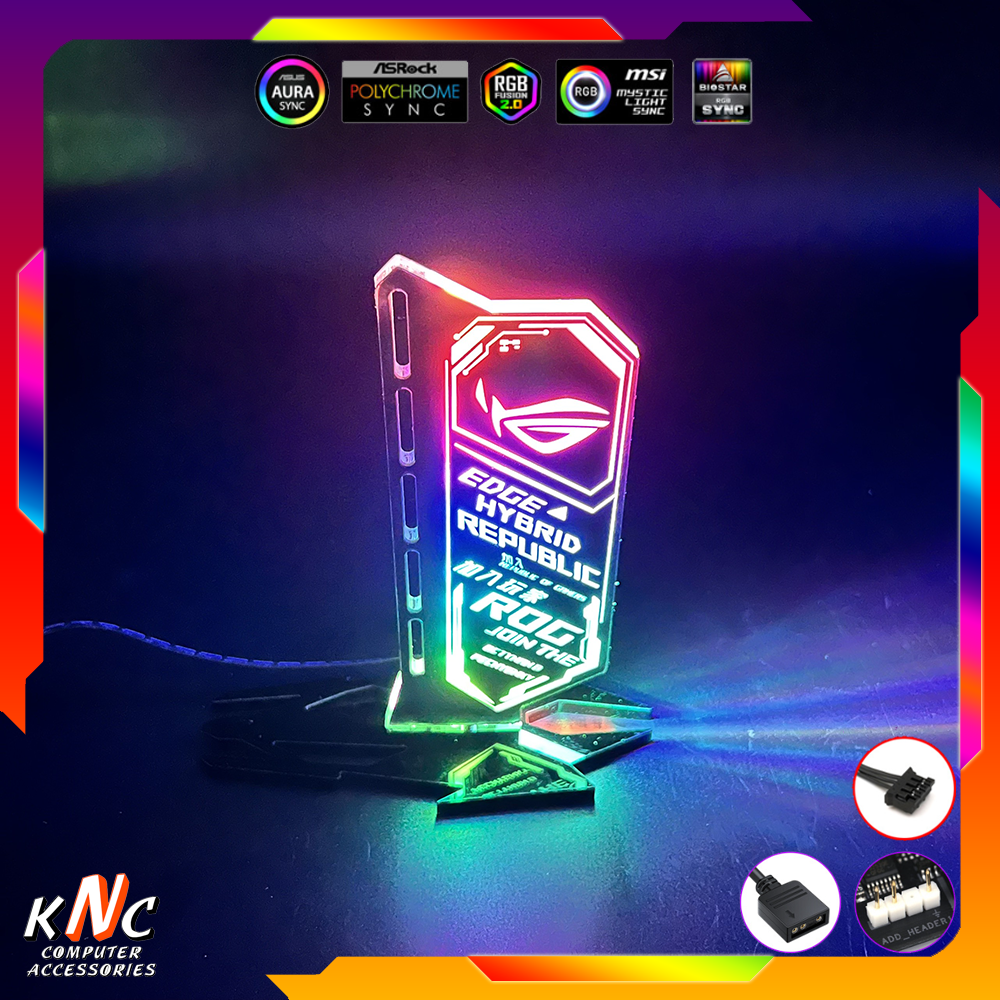 Giá Đỡ Chống Xệ VGA Họa Tiết ROG Đứng Tích Hợp Led ARGB Đồng Bộ Hub Coolmoon Tomato Xigmateks VSP - Hàng Fullbox