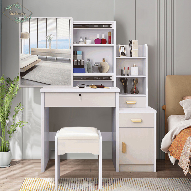 [HCM]Bàn trang điểm tủ lưu trữ đa năng đơn giản hiện đại trong phòng ngủ Bàn trang điểm kèm kệ để đồ tiện lợi