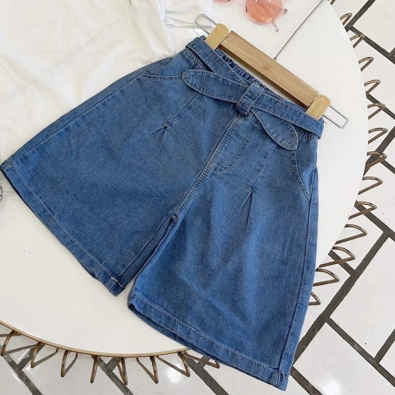 Quần jeans nơ ống rộng bé gái ❤️quần váy cho bé gái chất jean mềm mát