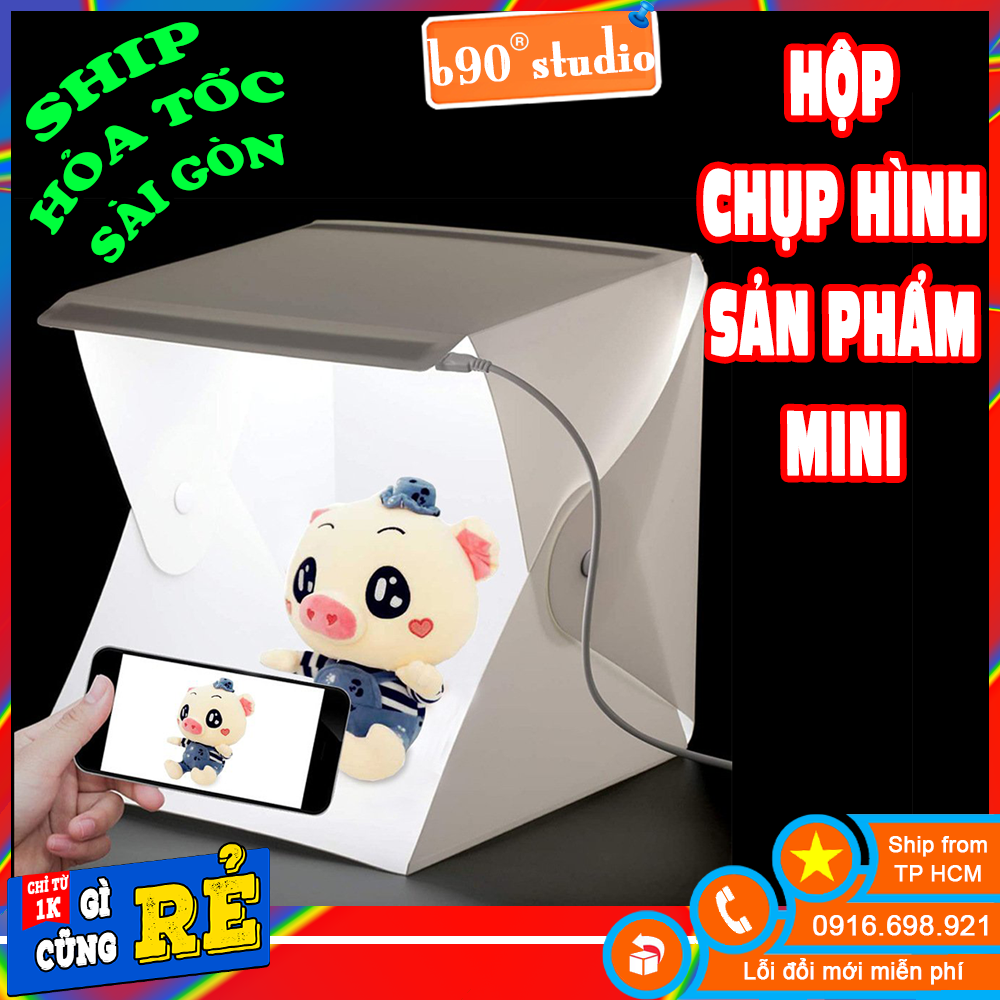Hộp đèn studio ảnh nhỏ 20x 25x 25cm ảnh chụp nhẹ nhàng ảnh studio set sản phẩm hộp đèn chụp mini