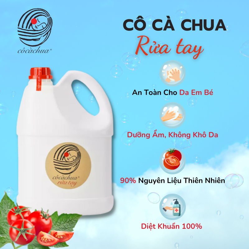 Nước rửa tay thiên nhiên cô cà chua yêu nước nhẹ dịu cho da 4l