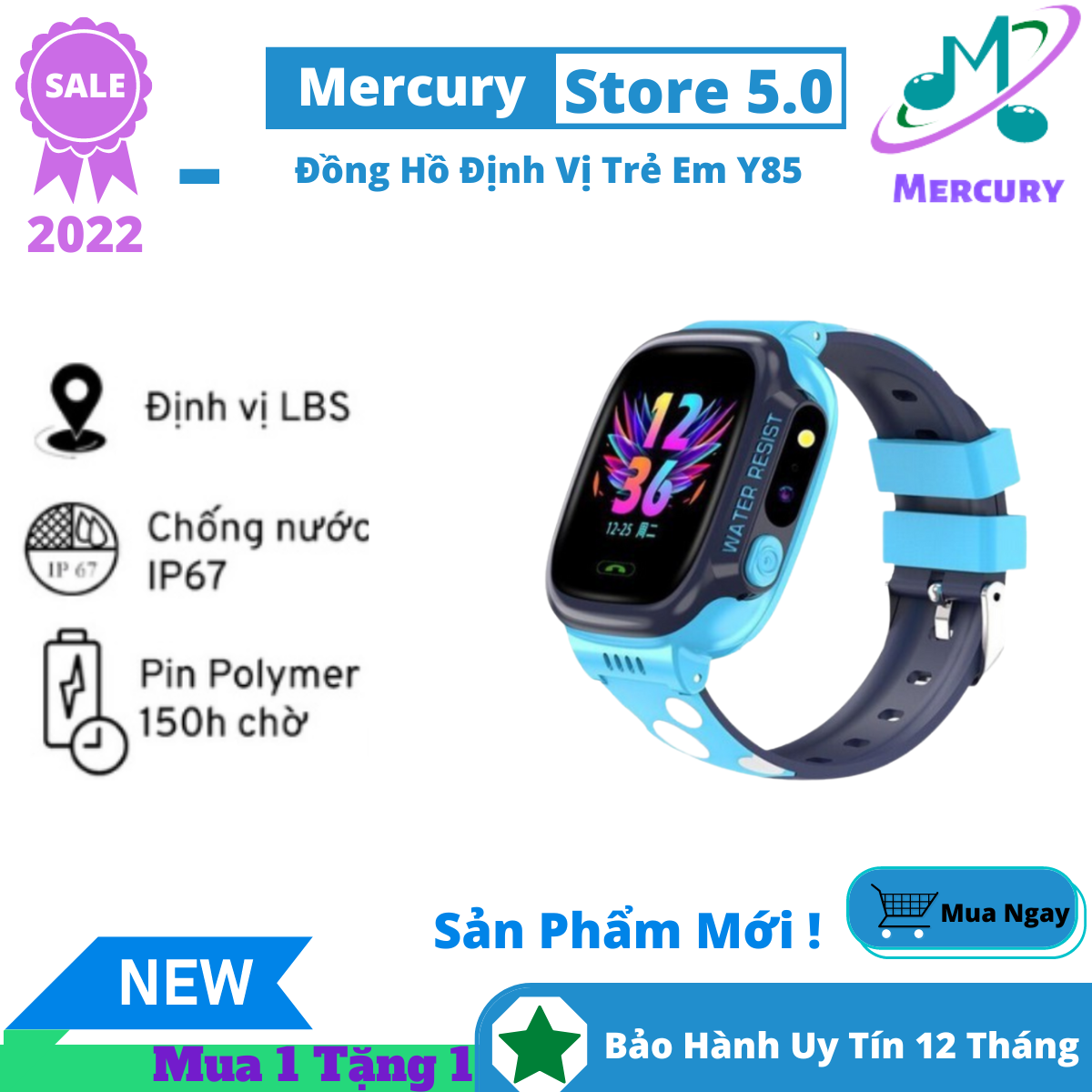 Đồng Hồ Định Vị Trẻ Em Y85 - Đồng Hồ Đeo Tay Cho Bé - Đồng Hồ Định Vị Giám Sát Bé Từ Xa - Tiếng Việt 100%, Có Camera, Gắn Sim, Nghe Gọi, Chống Nước IP67, Chụp Hình, Đầy Đủ Tính Năng, Bảo Hành Lỗi 1 Đổi 1
