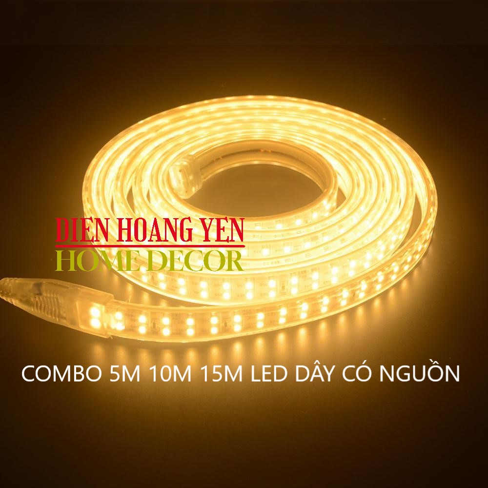 ĐÈN LED DÂY ĐÔI 2835 MÀU VÀNG 10M, 15M - CÓ DÂY NGUỒN