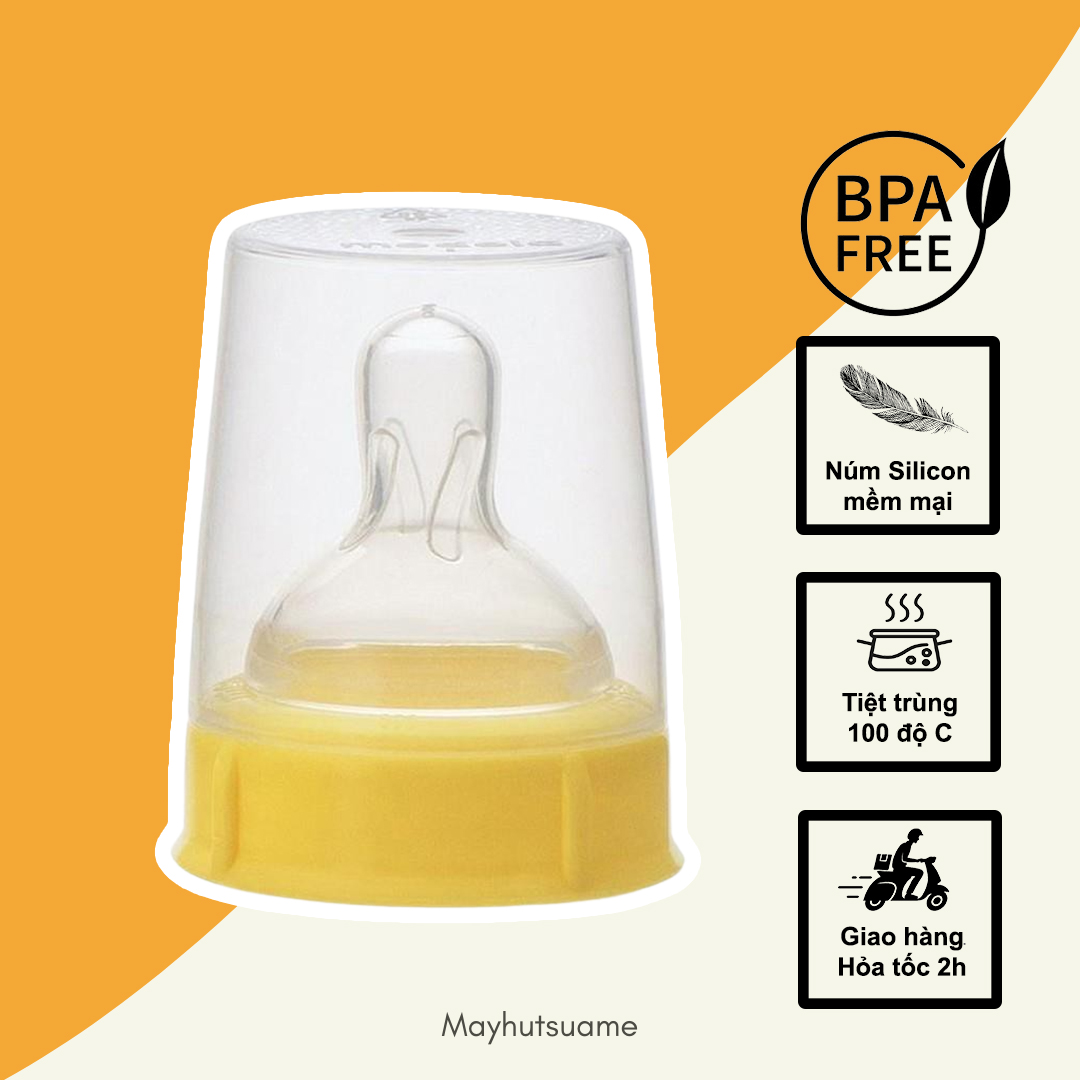 Bộ núm ti Medela size S M tương thích với bình trữ sữa Medela (Wide Base)