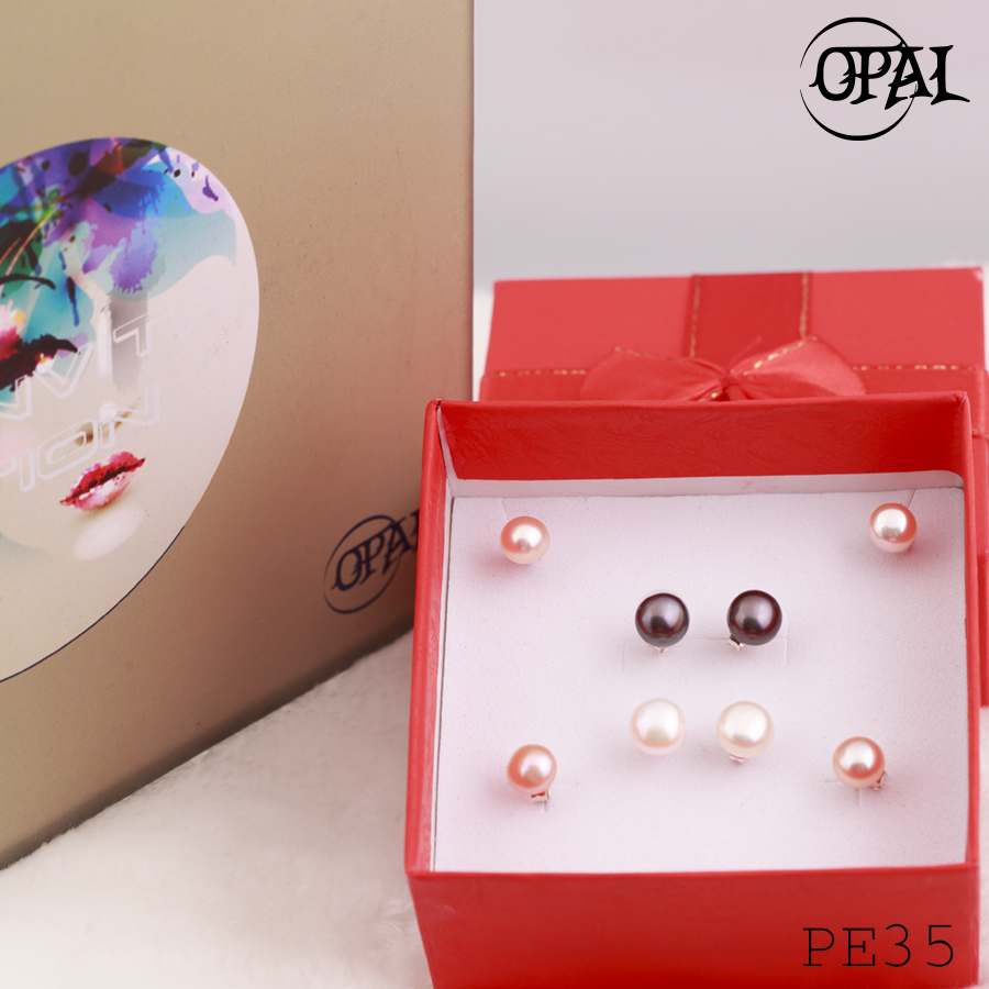 Hoa tai bạc đính ngọc trai OPAL - bộ gồm 4 đôi cho bạn 4 phong cách khác nhau