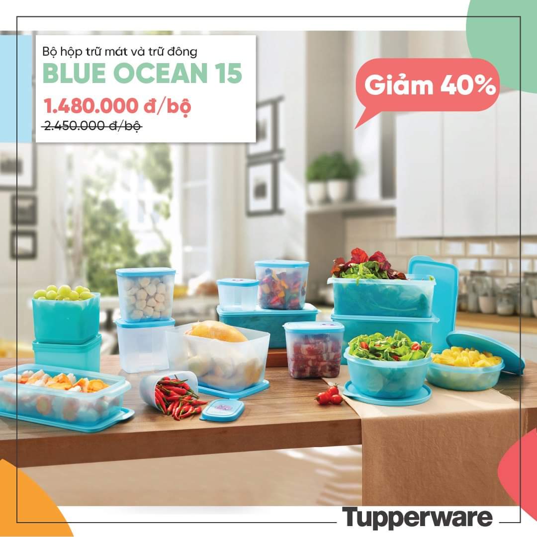 Bộ hộp trữ mát và trữ đông blue ocean set 15 - tupperware