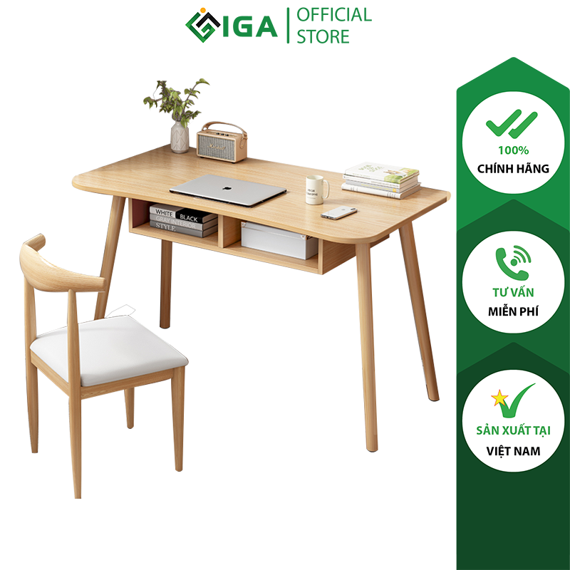 Bàn làm việc, bàn học có ngăn để đồ tiện dụng phong cách bắc âu thương hiệu iga - gp185