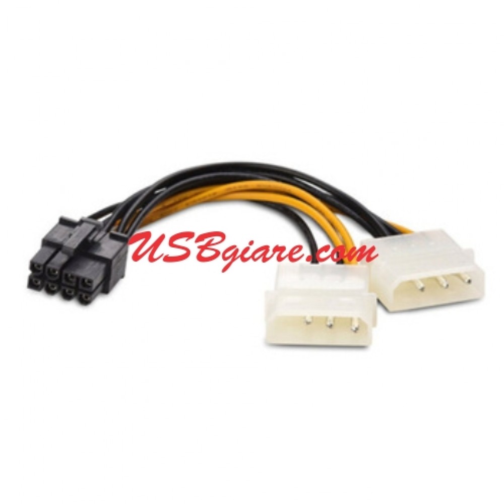 Cáp nguồn atx 8 pin ra 2 molex 4 pin - 8pin female to 2 4pin molex male