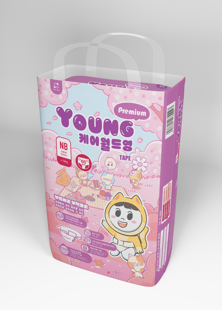 YOUNG Premium Tã Dán NB 60 Miếng Cho Bé Sơ Sinh Dưới 5kg Siêu Mềm Thấm Hút Nhanh Thoáng Khí Chính Hãng