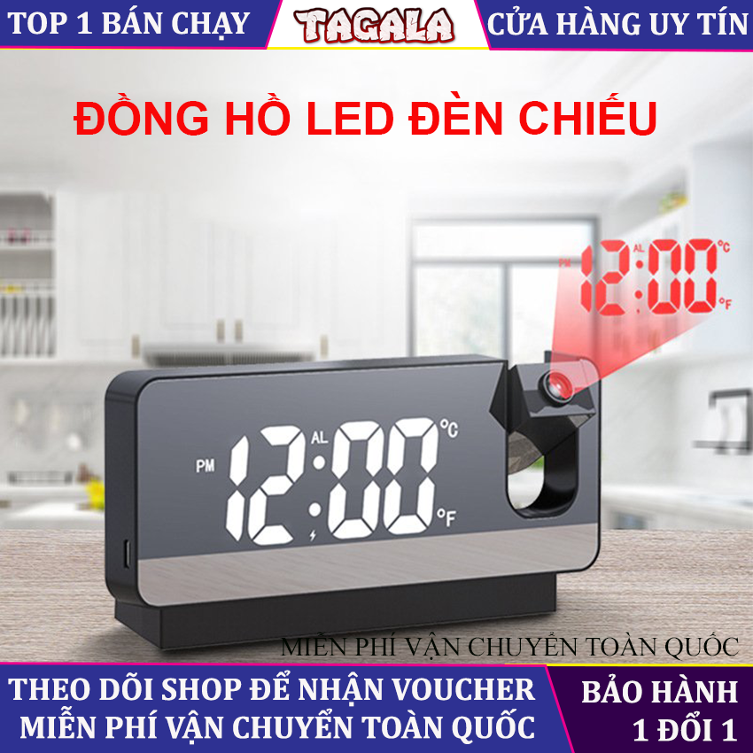 Đồng hồ LED để bàn kèm đèn chiếu, thông minh Smart Clock, Đa năng: Báo thức, Lịch, Nhiệt độ. Đồng hồ điện tử LCD