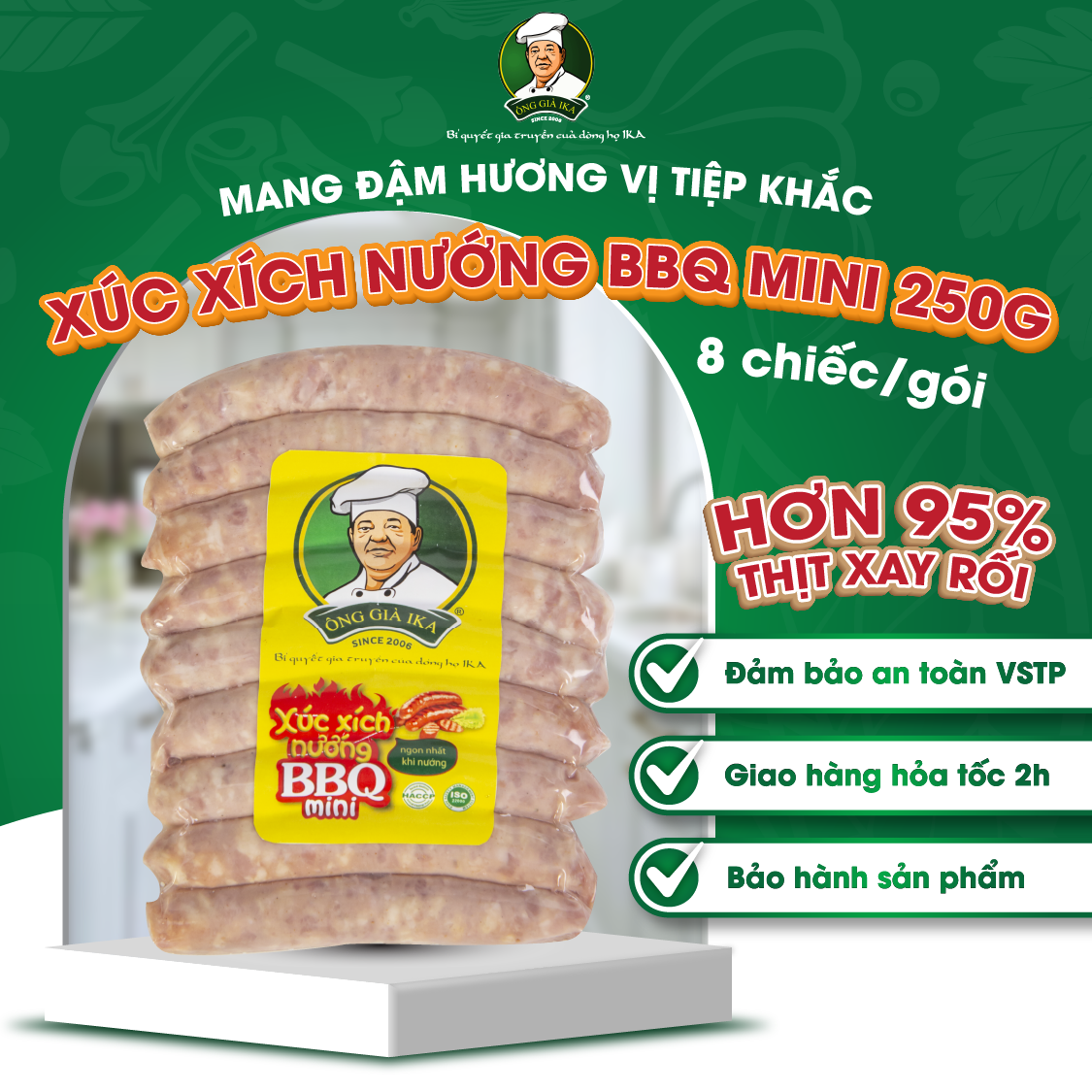 [ Chỉ giao Hà Nội ] Xúc xích Nướng BBQ mini 300g Ông già Ika
