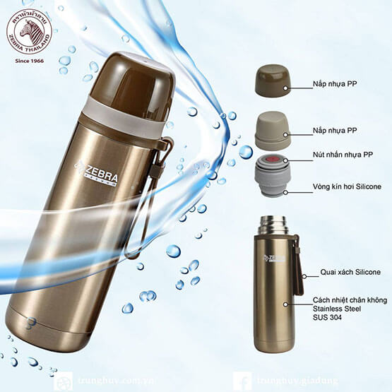 Bình Giữ Nhiệt Inox 304 500ml Thái Lan Zebra Giữ Nhiệt Hơn 10h ( Vàng )