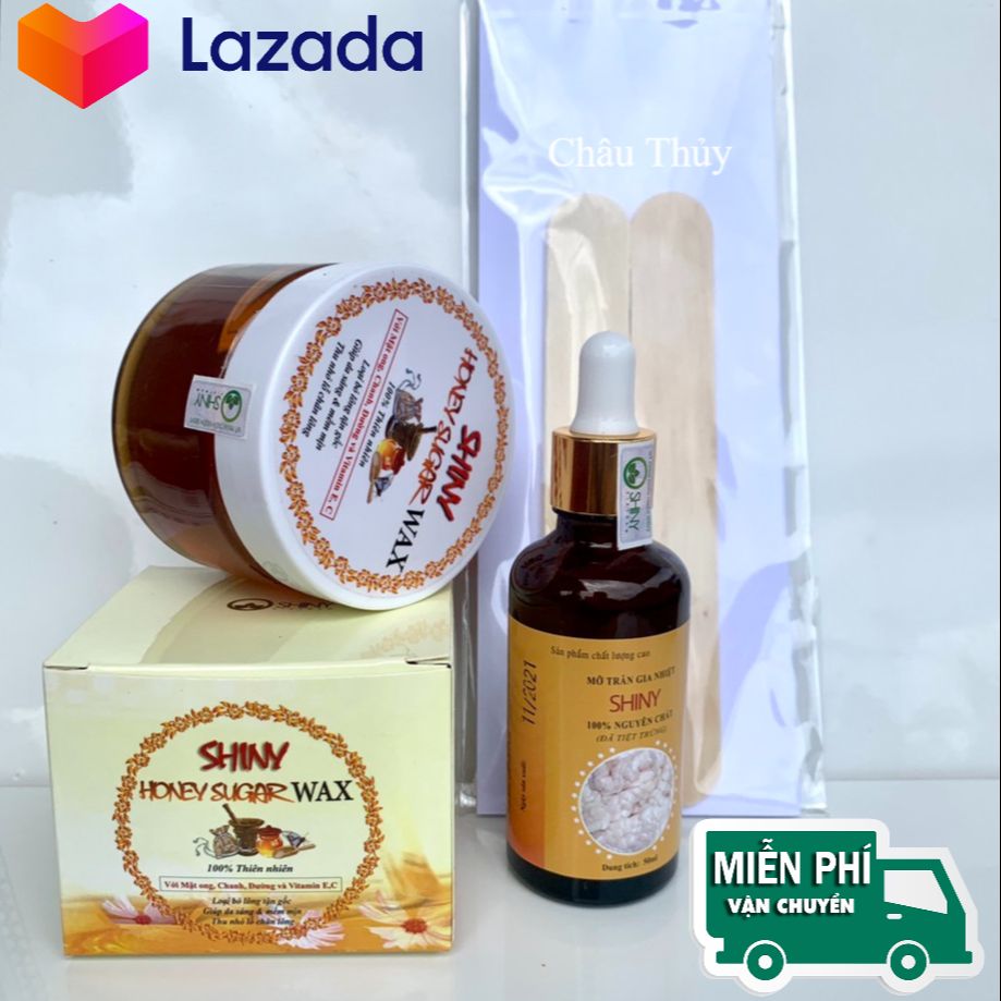 [Chính Hãng] Combo Wax Lông Mật Ong 250gr Handmade Và Mỡ Trăn Shiny 50ml Chính Hãng.