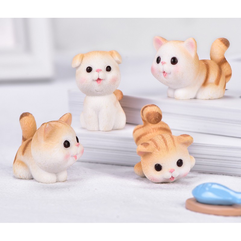 Trang trí decor bàn học, bàn làm việc với mô hình trang trí mini terrarium tiểu cảnh mèo con
