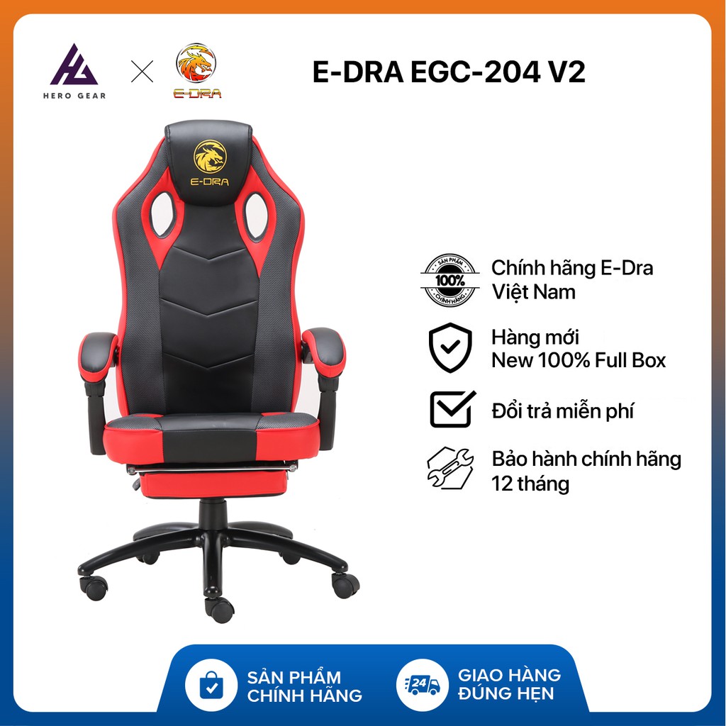 Ghế Gaming E-Dra Jupiter M EGC204 V2 - Chân thép và lưng ghế cao - Hàng chính hãng