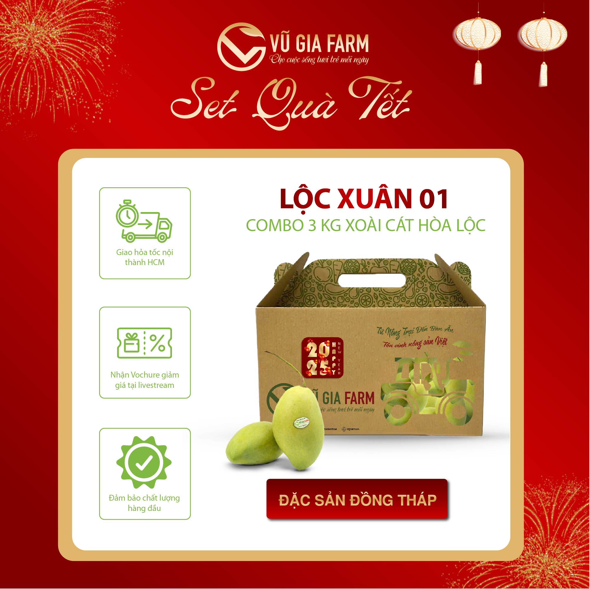 [Gift Basket] Loc Xuan 01 Combo Cat Hoa Loc Mango - Dong Thap Specialty