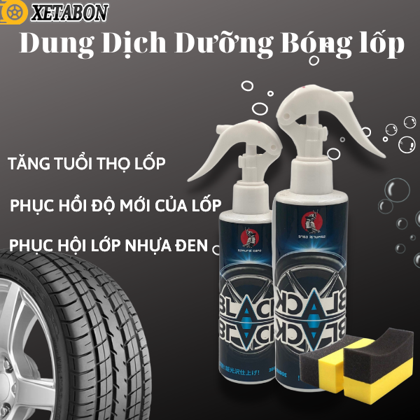 Chai xịt đánh bóng làm sạch lốp xe Samurai Care nhập khẩu từ Nhật bản, bảo vệ và làm bóng lốp tiện lợi