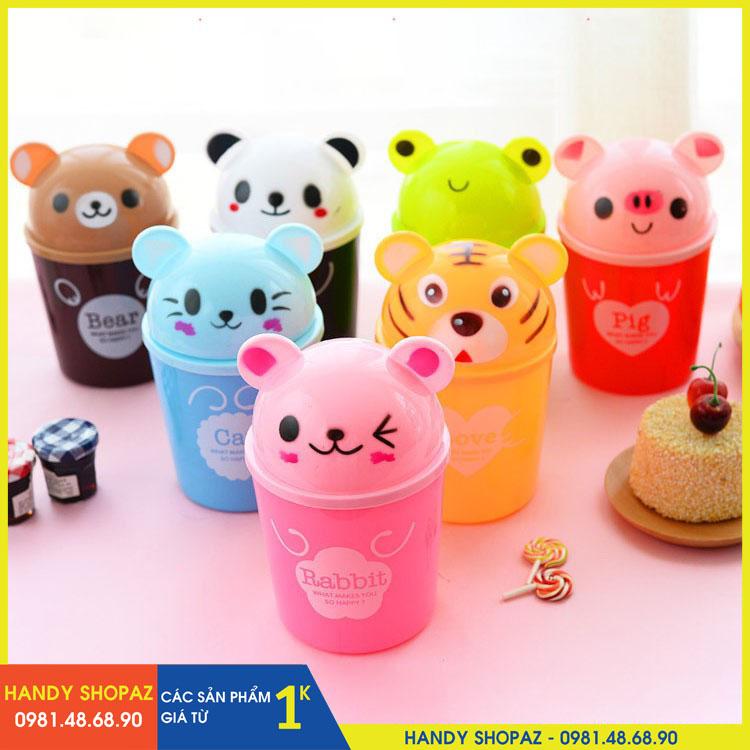 (CHỌN MẪU) Thùng Rác Nhựa Mini Để Bàn Văn Phòng Hình Thú Cao 19cm HSA1152