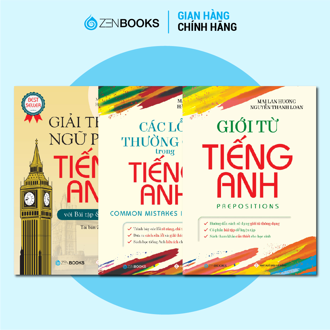 Sách - combo 3 cuốn giải thích ngữ pháp, các lỗi thường gặp, giới từ tiếng anh