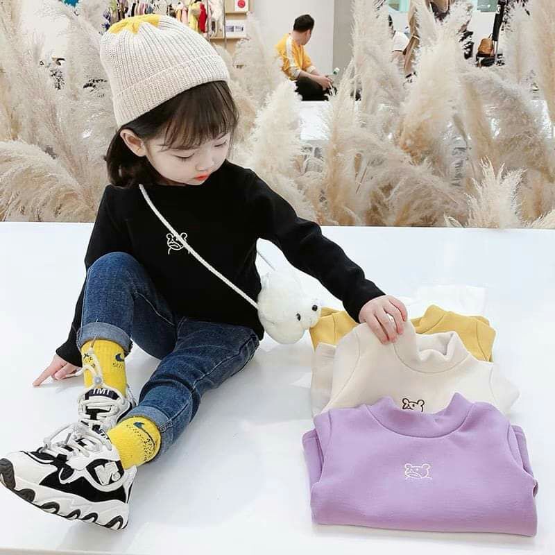 Áo giữ nhiệt cổ 3 phân chất cotton len cho bé 8-18kg