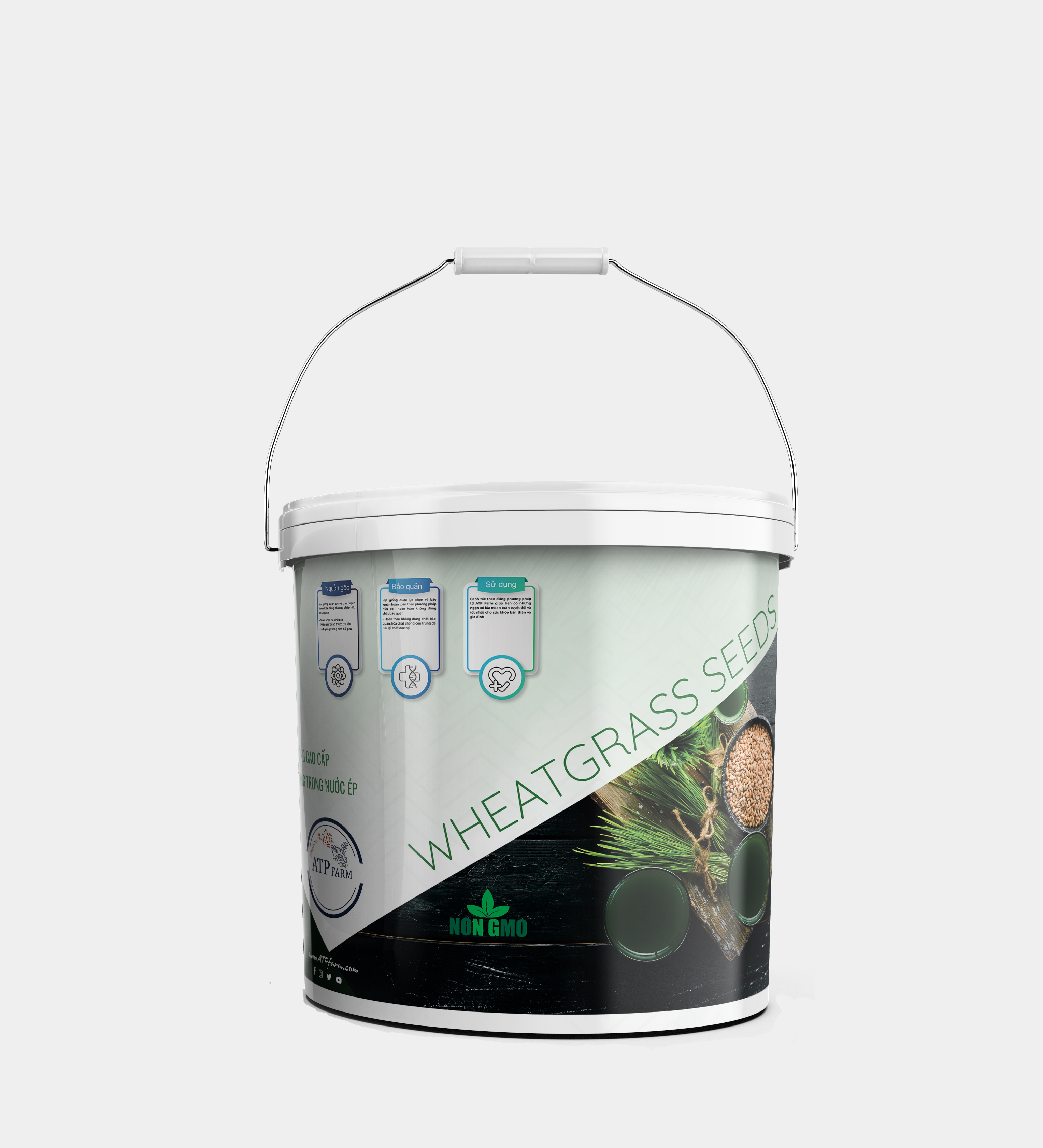 Atp farm - chính hãng: hạt giống mầm cỏ lúa mì organic nhập khẩu italy chuyên dùng làm nước ép thùng 5l,20l