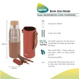 Bình Giữ Nhiệt Carez  B203DWIBC929SN800N - 800ml - INOX 304, không chứa BPA - Giử nóng 12 giờ và giữ lạnh đến 24 giờ - Hàng chính hãng