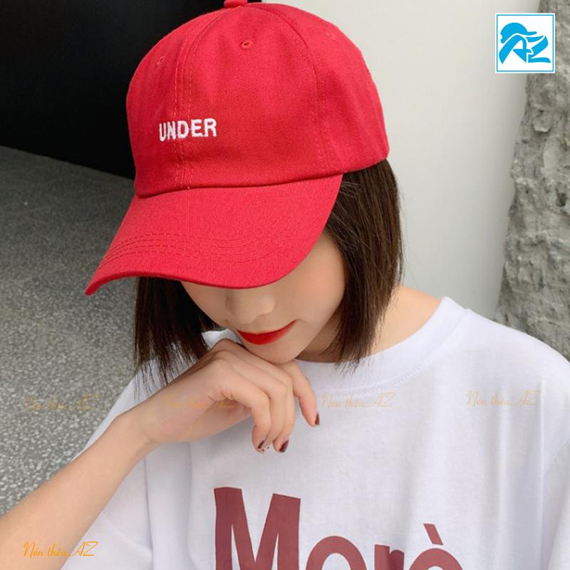 Nón kết nam nữ màu đỏ thời trang thêu chữ UNDER - Mũ lưỡi trai MT312