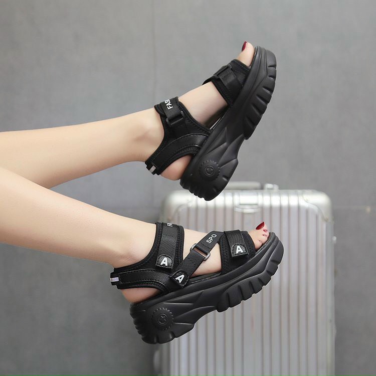 Dép sandal nữ quai vải bản nhỏ đế đúc độn đế êm nhẹ AAA
