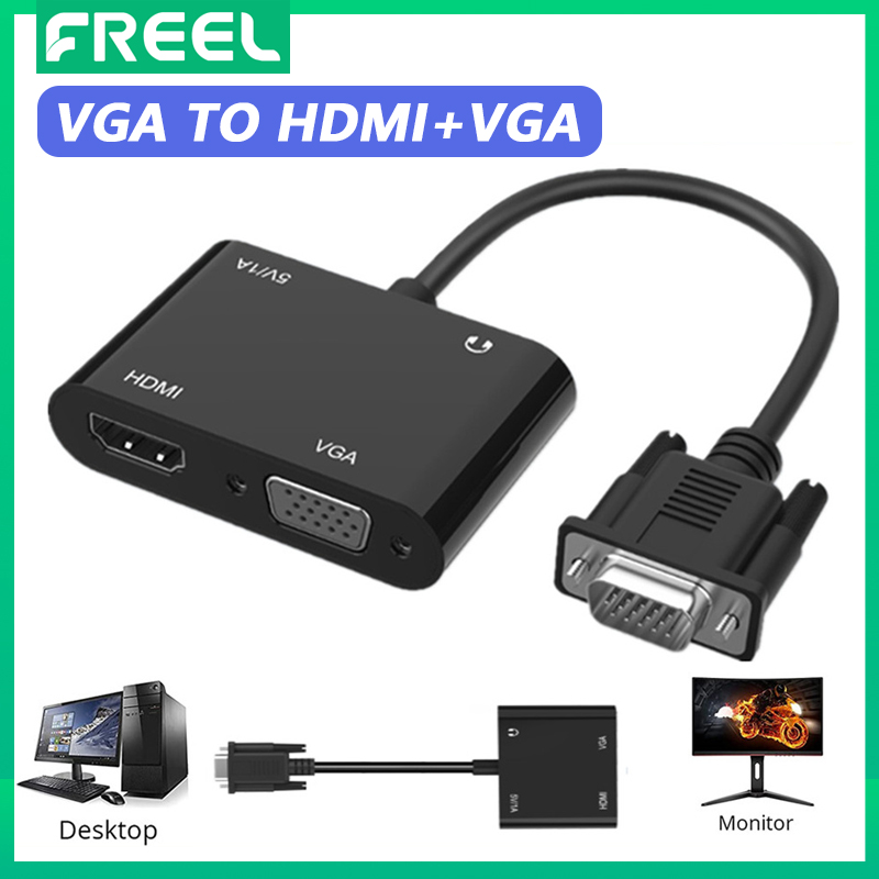 Bộ Chuyển Đổi VGA Sang HDMI VGA 1 Trong 2 Ra Với Cáp Âm Thanh 3.5Mm Hỗ Trợ VGA Sang HD-MI Máy Chiếu VGA PC Màn Hình Đa Cổng