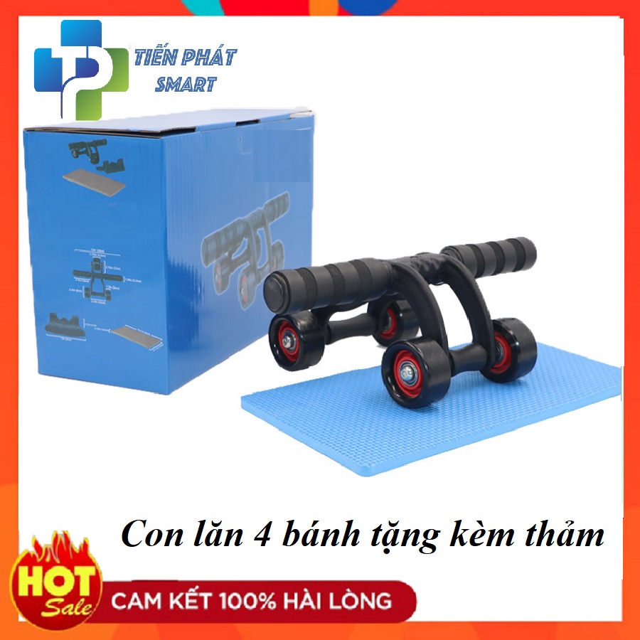 [Siêu Sale Sập Sàn] Con Lăn Tập Cơ Bụng 4 Bánh Hàng Cao Cấp Siêu Bền Đẹp Chính Hãng TP Tiến Phát Smart