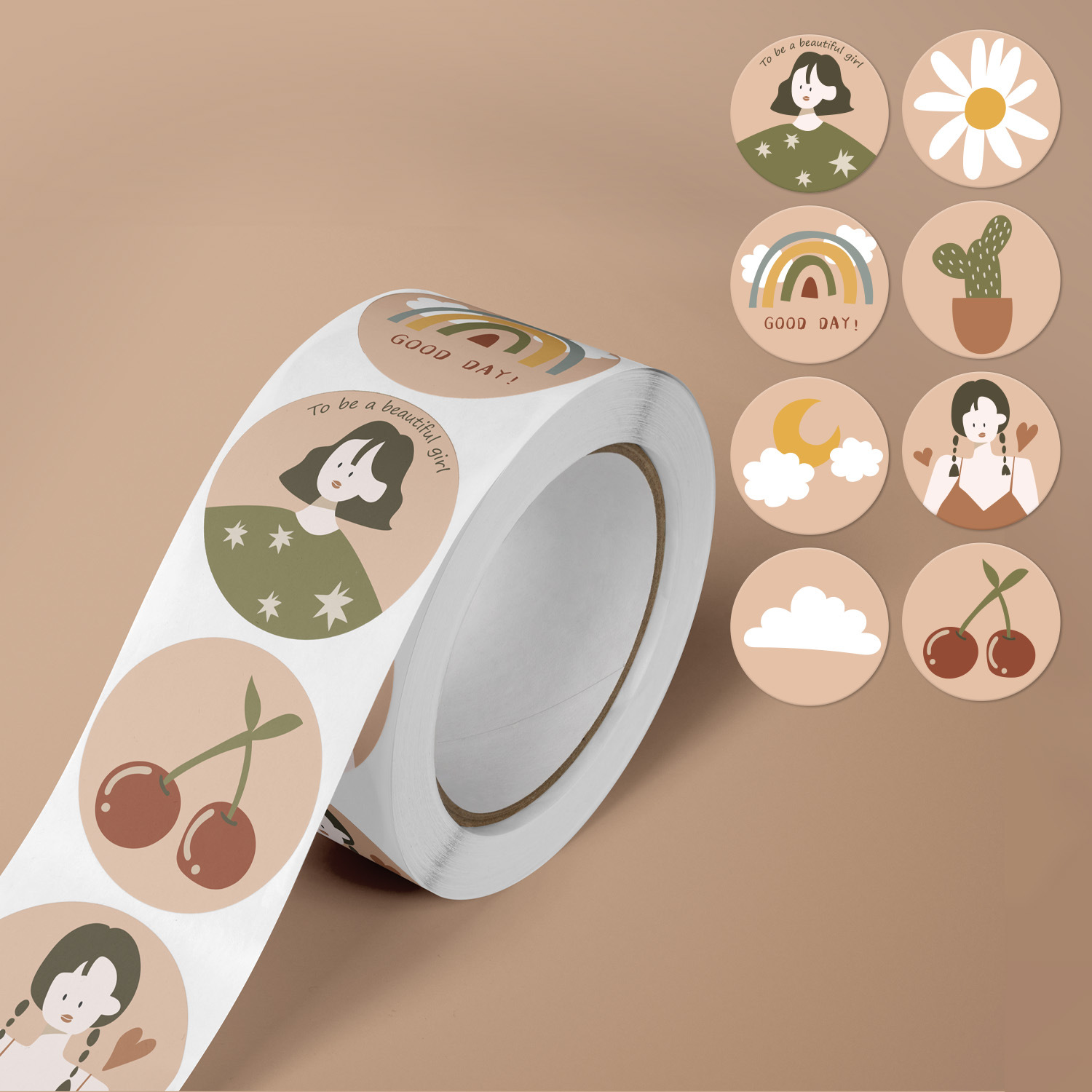 Cuộn 500 Sticker 2.5CM Thank you dán niêm phong túi giấy, hộp bánh handmade, tem dán thiệp, hộp quà tặng Q686