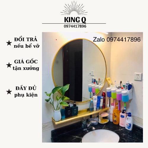 Gương tròn viền thép, gương soi nhà tắm kích thước 50cm, 60cm