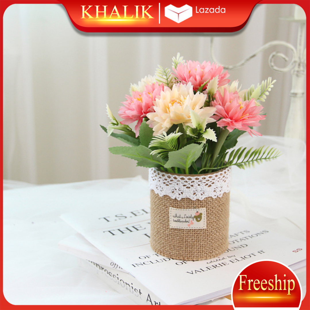 Hoa giả trang trí để bàn đẹp, hoa cúc giả trang trí chậu hoa vải dễ thương KHALIK - HF011 (nhiều màu lựa chọn)