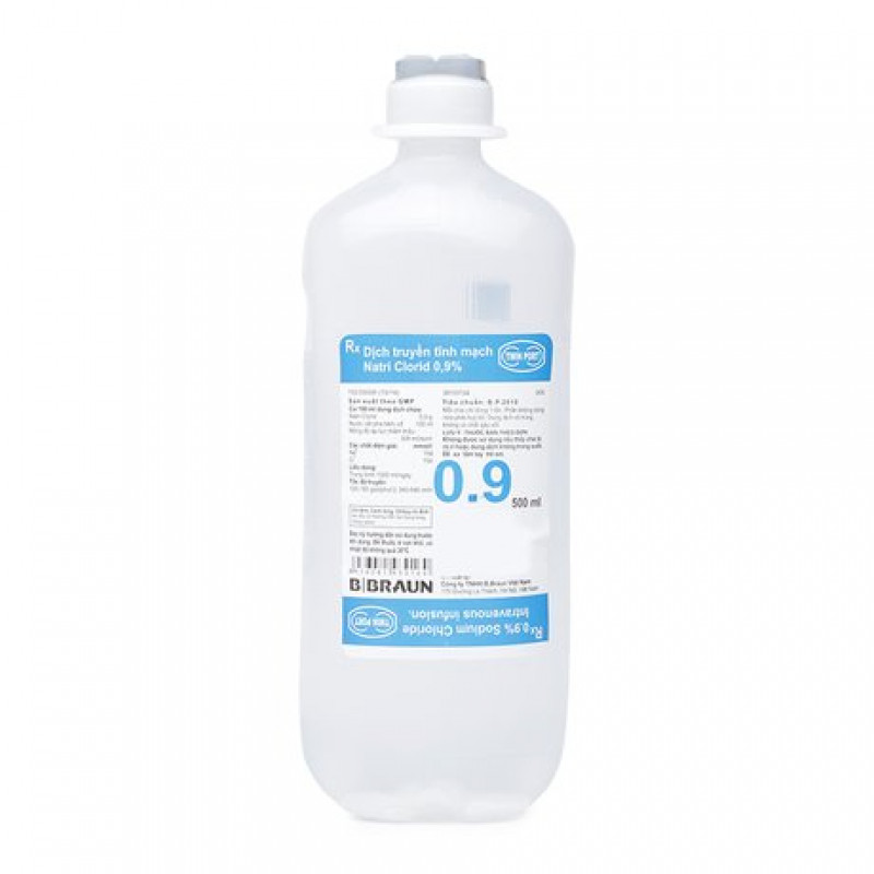 Nước muối sinh lý pha truyền tĩnh mạch natri clorit 0,9% b-braun 100ml 500ml