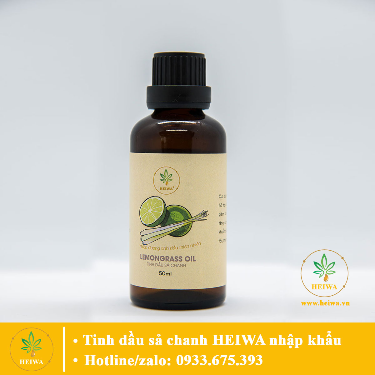 [CHAI LỚN- GIẢM SÂU] Tinh dầu Sả chanh 50ML thương hiệu  HEIWA nhập khẩu Ấn Độ đuổi muỗi, xông phòng cực tốt, có giấy kiểm định .