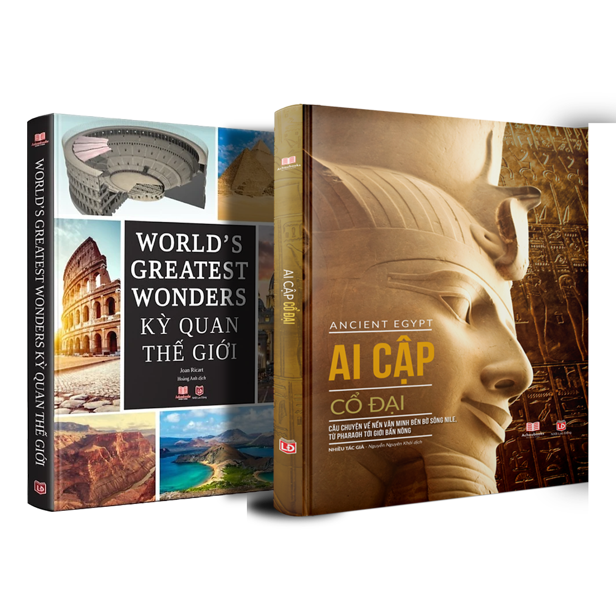 Combo sách Kỳ quan thế giới và Sách Ai cập cổ đại - Tổng hợp kiến thức bách khoa về địa lý lịch sử - Á Châu Books, bìa cứng in màu