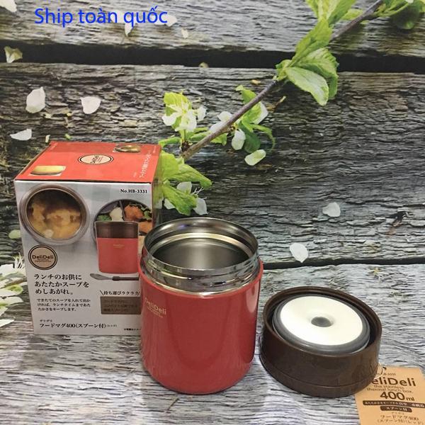 Bình Giữ Nhiệt Ủ Cháo Deli Cao Cấp Kèm Thìa Nội Địa Nhật