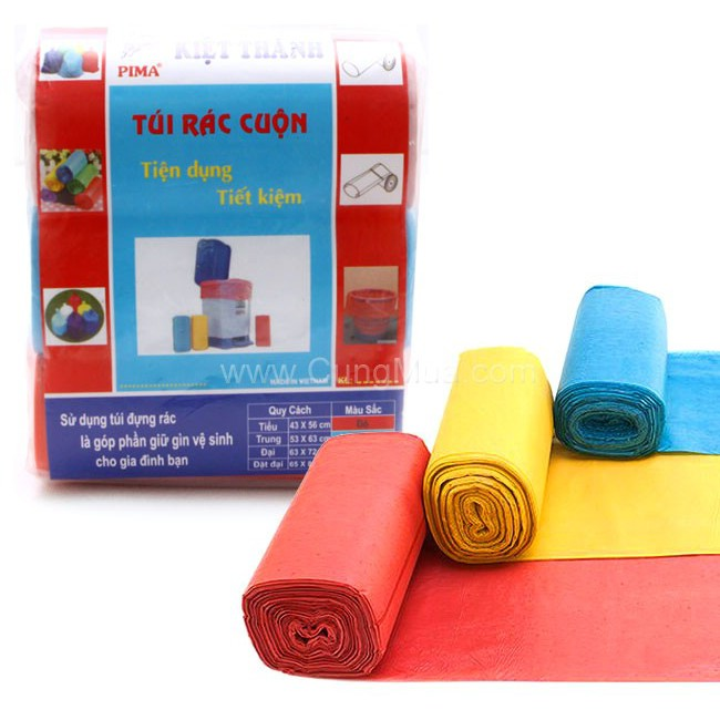 1KG túi đựng rác (3 cuộn) tiện lợi màu đen size trung 55x65cm