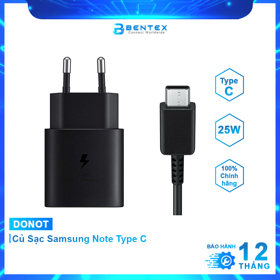 Củ sạc nhanh samsung chính hãng - củ zin dành cho note 10/note10+ - 25w bảo hành 12 tháng bentex
