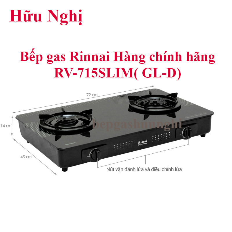 Bếp gas đôi cao cấp rinnai rv-715slim, hàng chính hãng