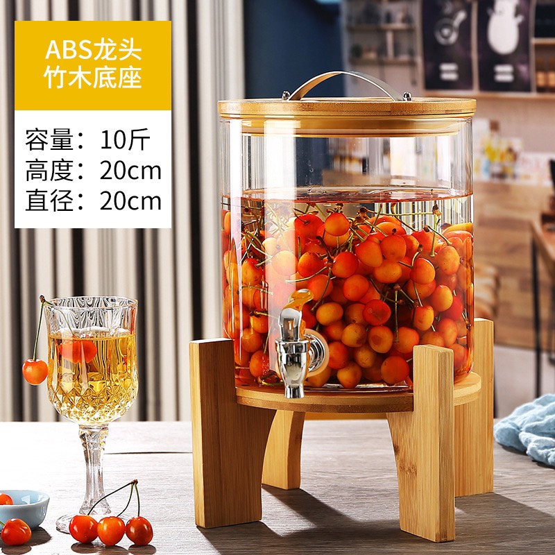 BÌNH THỦY TINH ĐẾ GỖ ĐỰNG CÁC LOẠI NƯỚC THỦY TINH CÓ VÒI VẶN INOX 8 LÍT VÀ 11 LÍT