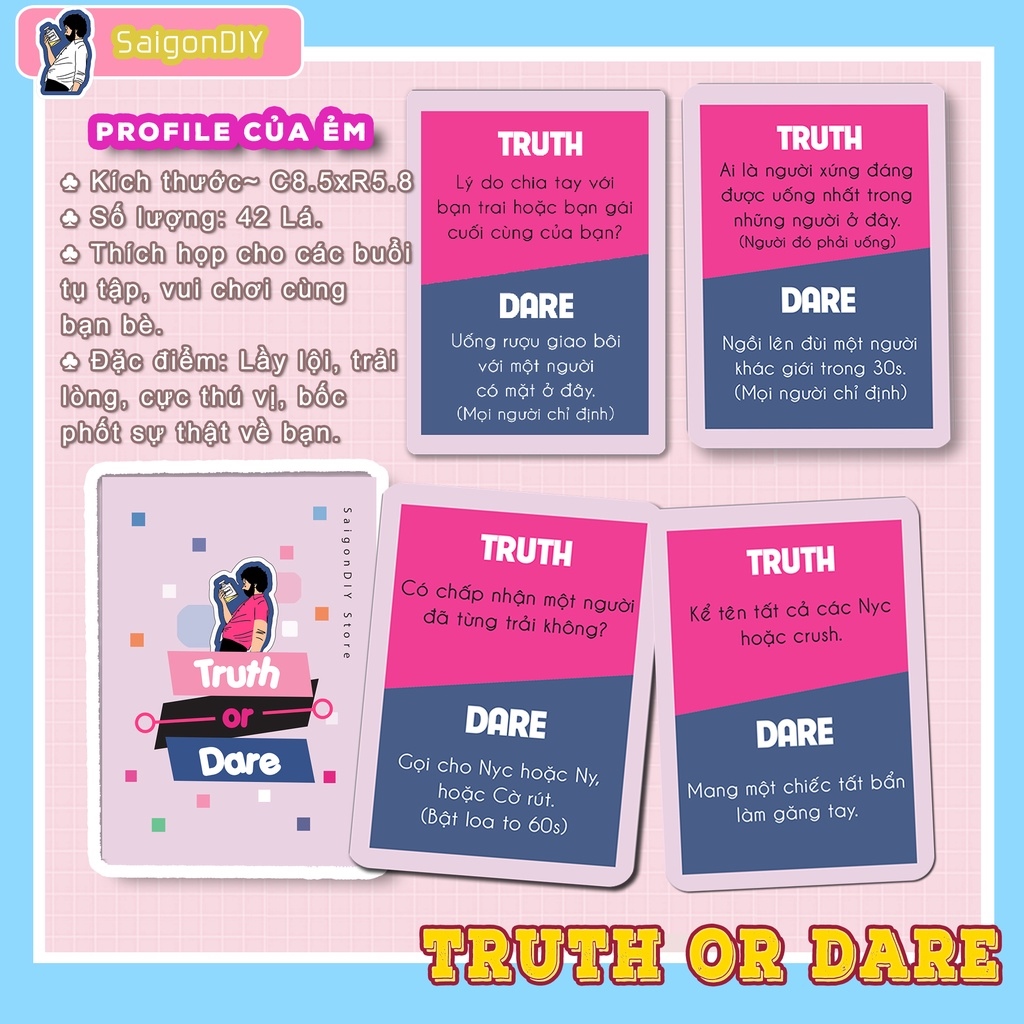 Lịch sử giá Bộ bài Truth or Dare 42 lá 4 bộ bài đi nhậu bộ bài Drinking  game thử thách hay khi đi nhậu khuấy động tụ tập bạn bè cập