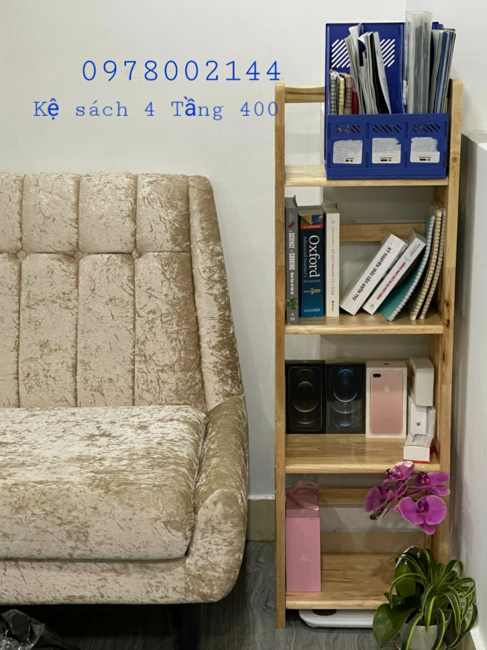 Kệ sách gỗ cao su 4 tầng 40cm - kệ sách 4 tầng 40cm gỗ cao su